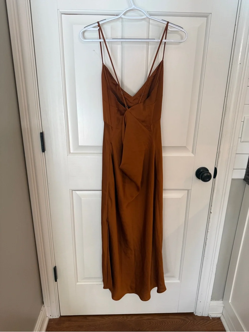 Abercrombie & Fitch Rust Satin Cross Back Maxi Dress Sz L 25967
